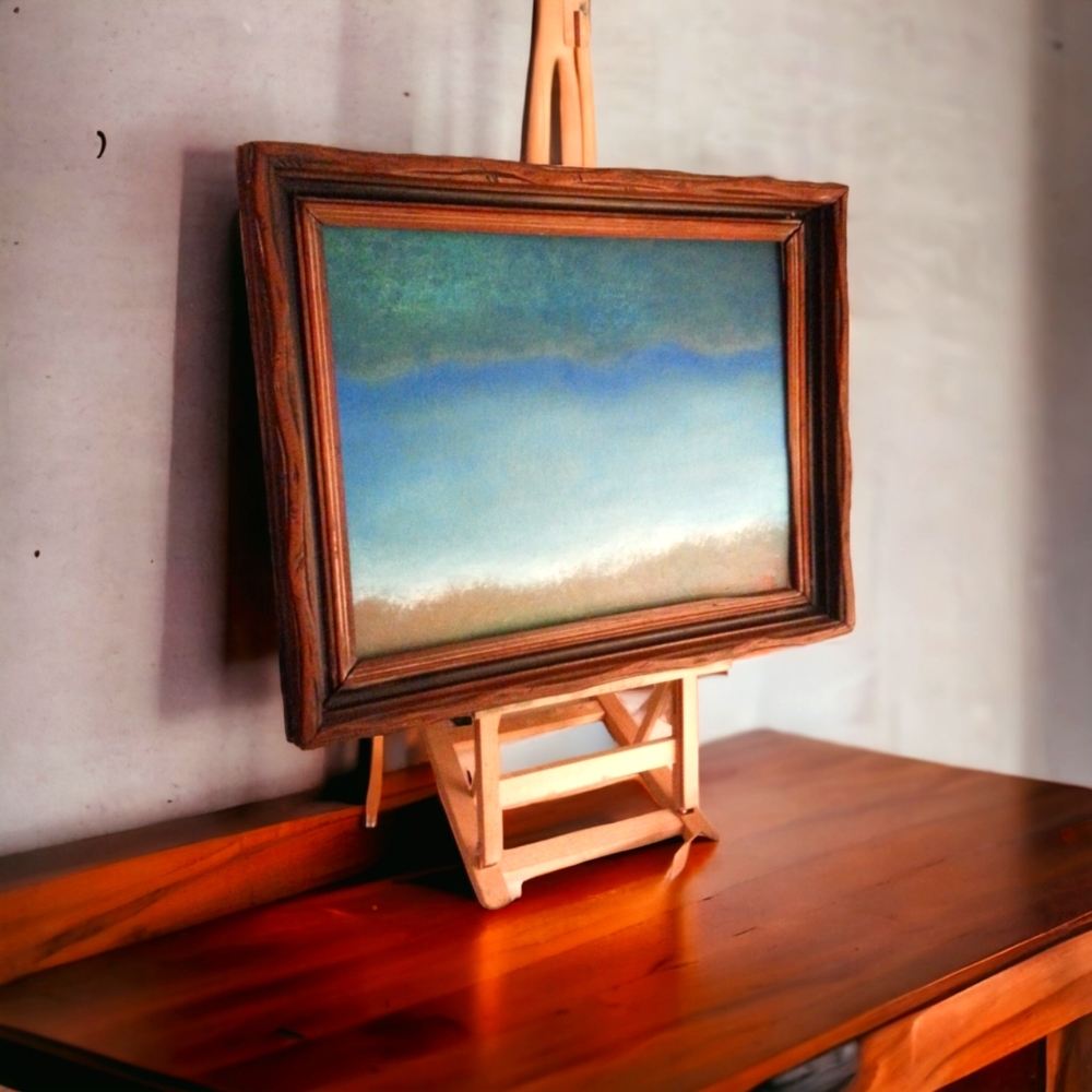 Original JEFFREY MELLO Landscape Oil Painting Abstract Antique Wooden Frame